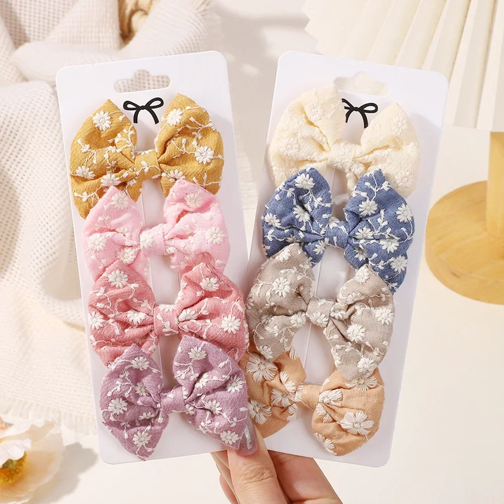 4 unids/set encantadoras pinzas con lazo horquillas bebé niña estilo Pastoral fresco horquillas accesorios para el cabello niños estampado hueco horquilla - imagen 5