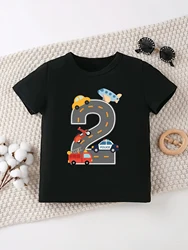 Camiseta con estampado de vehículo de construcción para niños y niñas, ropa divertida para niños, camisa de verano para niños pequeños, regalo de 1er/2 cumpleaños