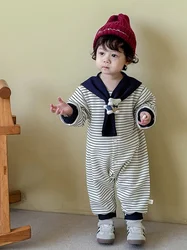Pelele a rayas azul marino para bebé niña 6-24 meses