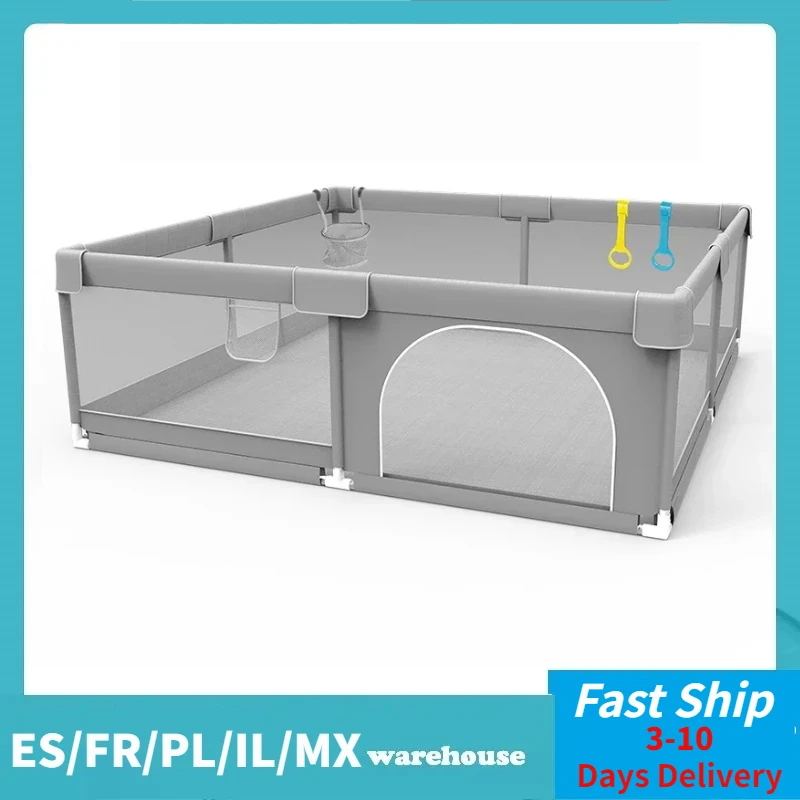 Parque infantil para bebés, corralitos de interior para patio de juegos de bebés con anillos de tracción, valla de barrera de seguridad para niños, fósforos de bolas secas, parques grandes