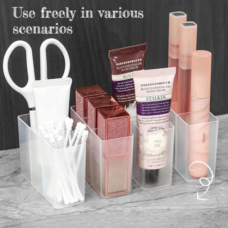 Mini caja de almacenamiento de plástico montada en la pared, tocador autoadhesivo, organizador de maquillaje, gabinete, 3 rejillas, soporte para artículos diversos para el hogar, 1/6 Uds.