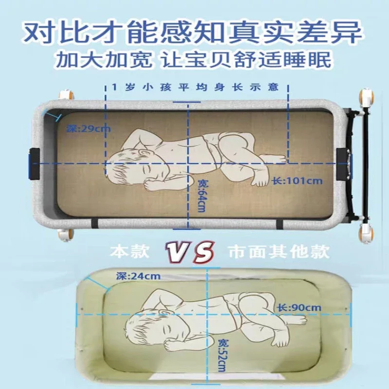 Cuna para bebé recién nacido, cama Queen empalmada, cama para niño multifunción portátil plegable, cuna extraíble para bebé - imagen 3