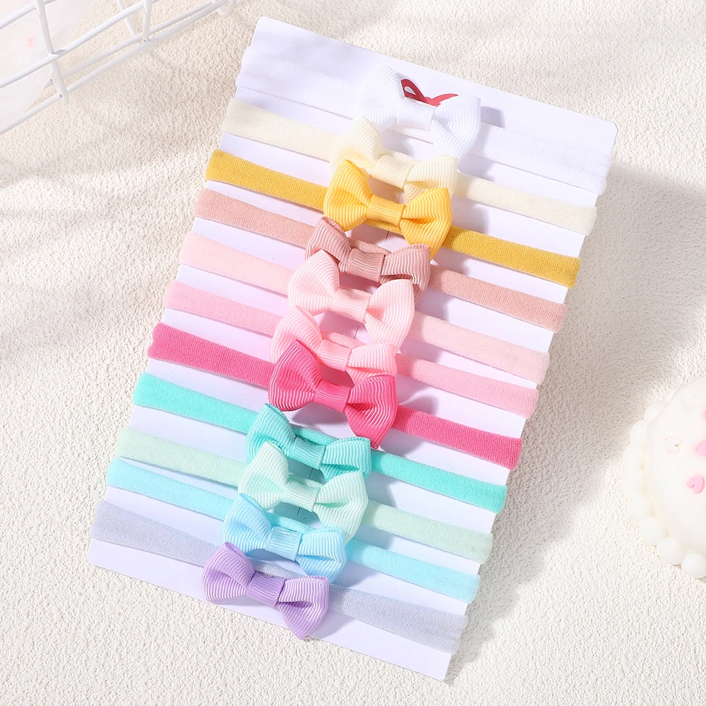 11 Uds. Conjunto de diadema con lazo para niñas recién nacidas, bandas de nailon, elásticos, diademas con lazo, accesorios para el cabello - imagen 2