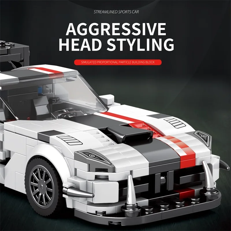379 Uds. Modelo de coche de carreras de ciudad, bloques de construcción, modelo de vehículo deportivo, adornos de escritorio, juguetes educativos para niños, regalos de vacaciones - imagen 3