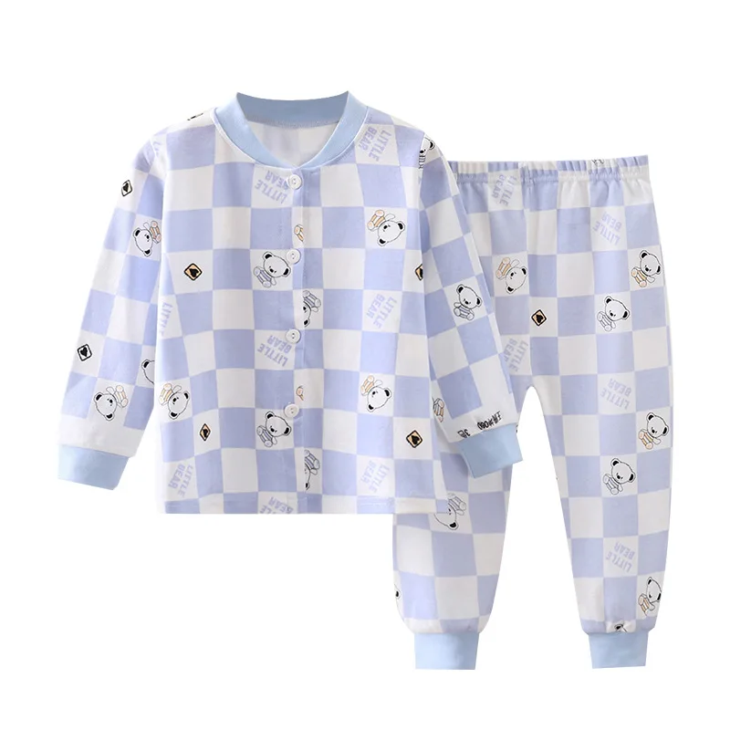Traje para niños y niñas, ropa de algodón para bebés, ropa de dormir para niños, conjunto de pijamas de manga larga, Tops + Pantalones, ropa para el hogar - imagen 5