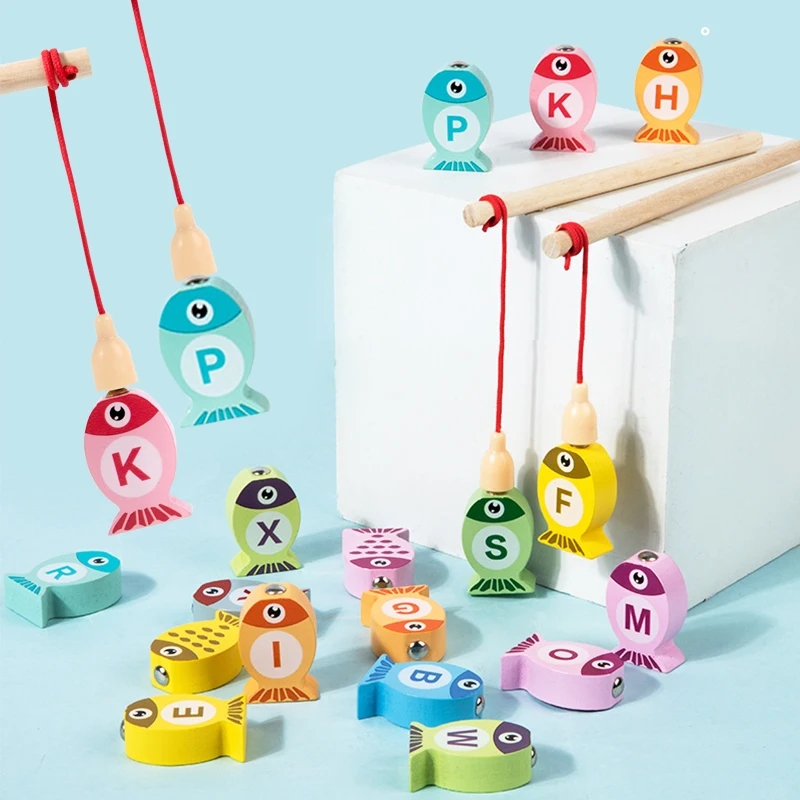 Juego de pesca de madera para niños, regalos de juguete, educación temprana, alfabeto, juguetes cognitivos numéricos, juegos interactivos para niños, juguetes para regalos - imagen 4