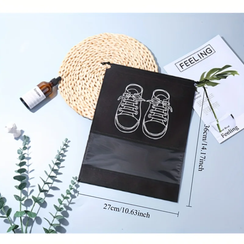 Organizadores de tela no tejida de 5 piezas con diseño en forma de zapato para viajes, dormitorio, elementos esenciales para la vuelta al colegio - Almacenamiento organizador de zapatos - imagen 4