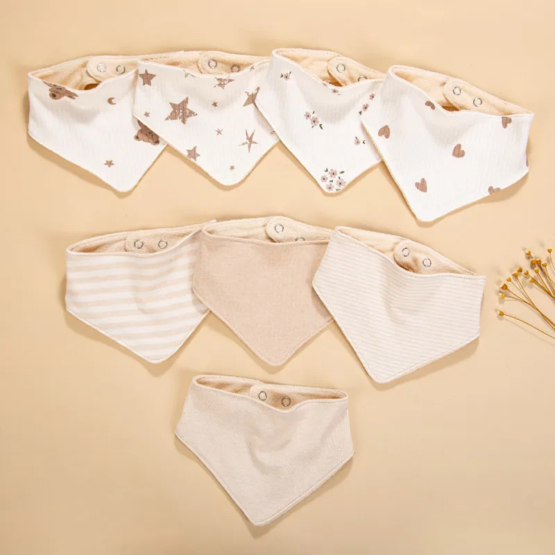 Babero de felpa de algodón puro para bebé, botones ajustables de dibujos animados, paños para eructar para alimentación de recién nacido, toalla para Saliva, Baberos de alimentación para bebés y niñas, 1 ud. - imagen 2