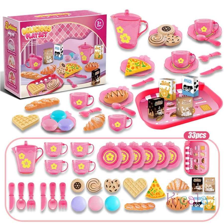 Juguetes para niñas DIY, juguete para juego de imitación, juego de pastel de comida de té de simulación, casa de juego, cocina, juego de té de la tarde, juguetes, regalos para niños - imagen 2