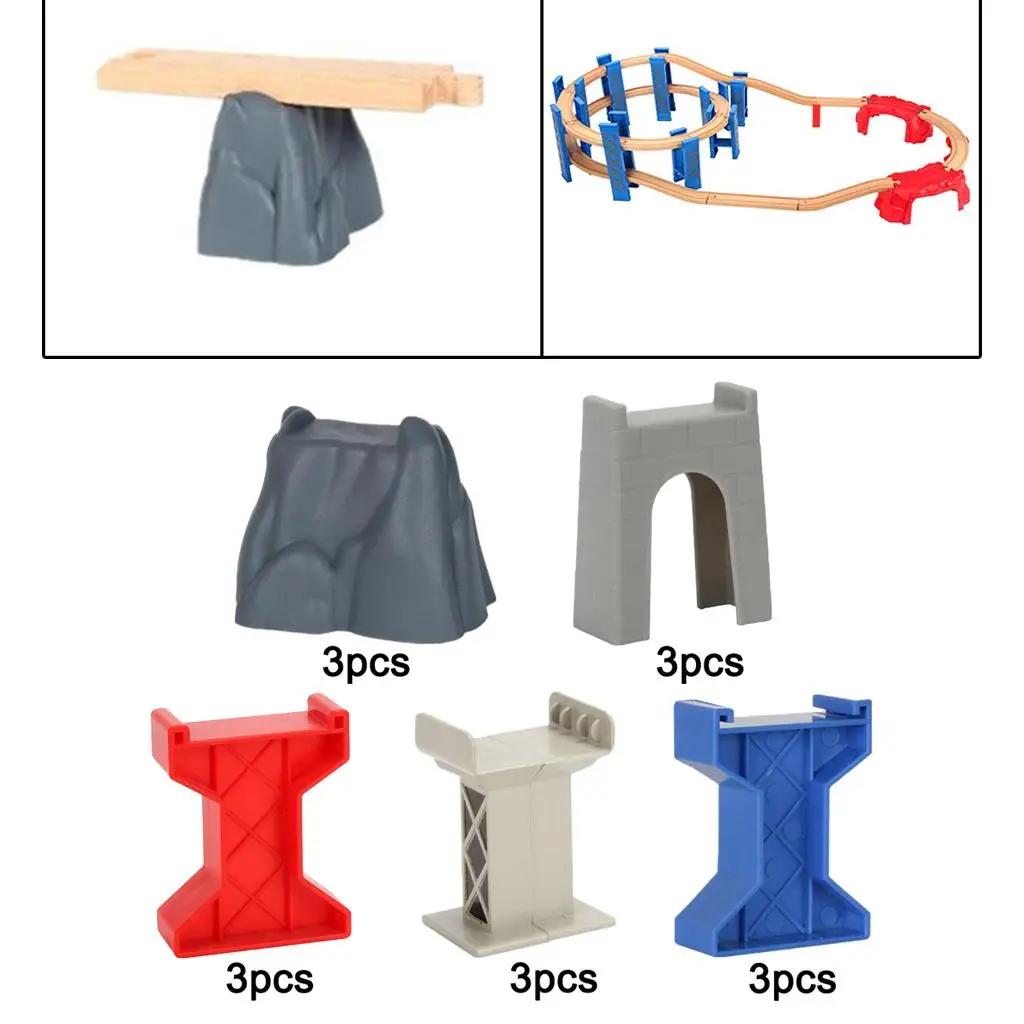 Train Bridge Piers Support Track Railway Accessories for Kids Age 3 and Up