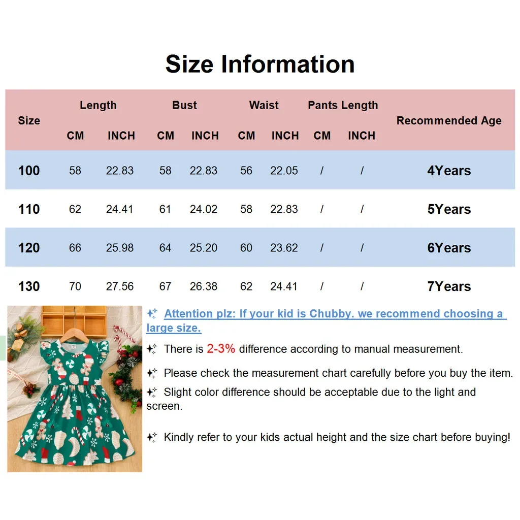 Vestido de Navidad para niña de 4 a 7 años, falda con estampado de Papá Noel sin mangas con volantes, trajes de fiesta para Festival infantil de estilo festivo a la moda - imagen 3
