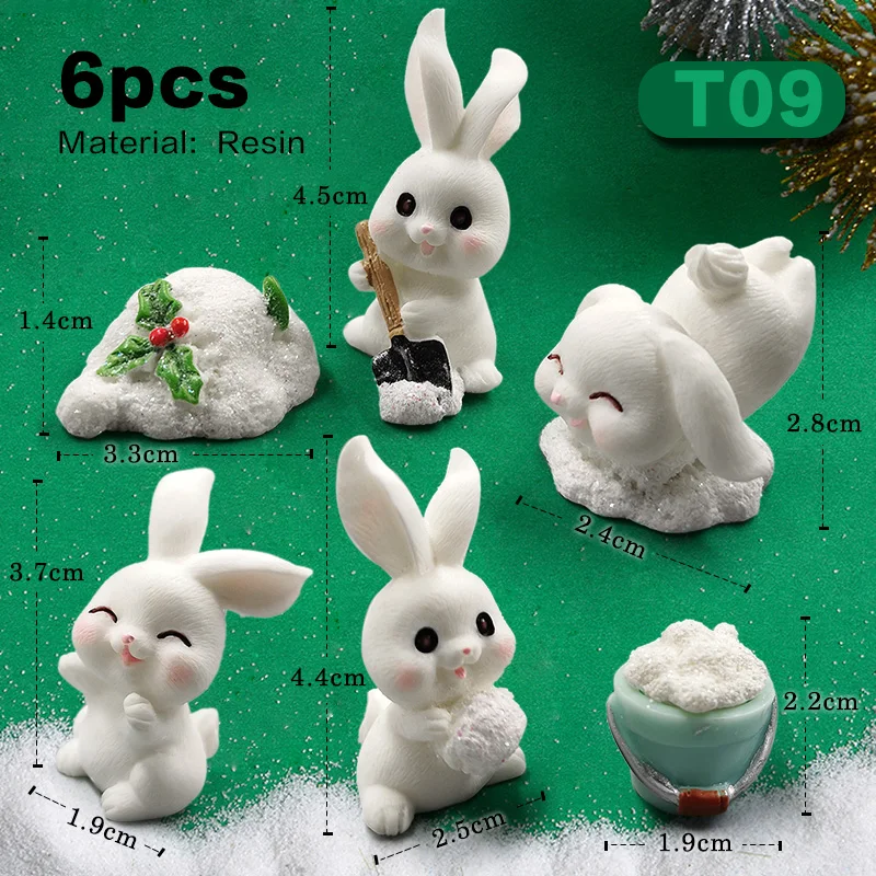 6pcs Xmas Rabbit-T09
