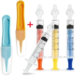 Aspirador nasal para bebés con pinzas y jeringa para limpieza nasal