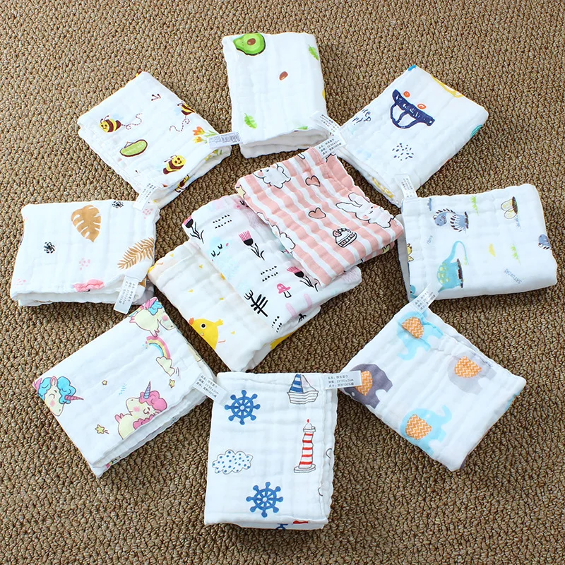 Baberos de muselina de algodón suave para bebé, bonito dibujo animado, gasa de 6 capas, paño para eructar para recién nacido, pañuelo cuadrado, babero para alimentar, 30x30cm, 1 ud.