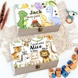 Caja recuerdos bebé madera personalizada con cordón umbilical