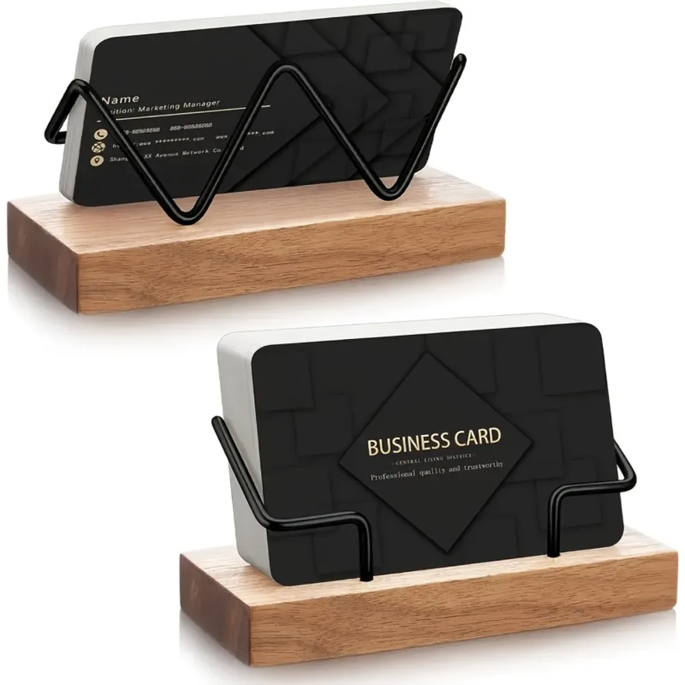 Tarjetero de madera de escritorio para tarjetas de visita y postales - imagen 3