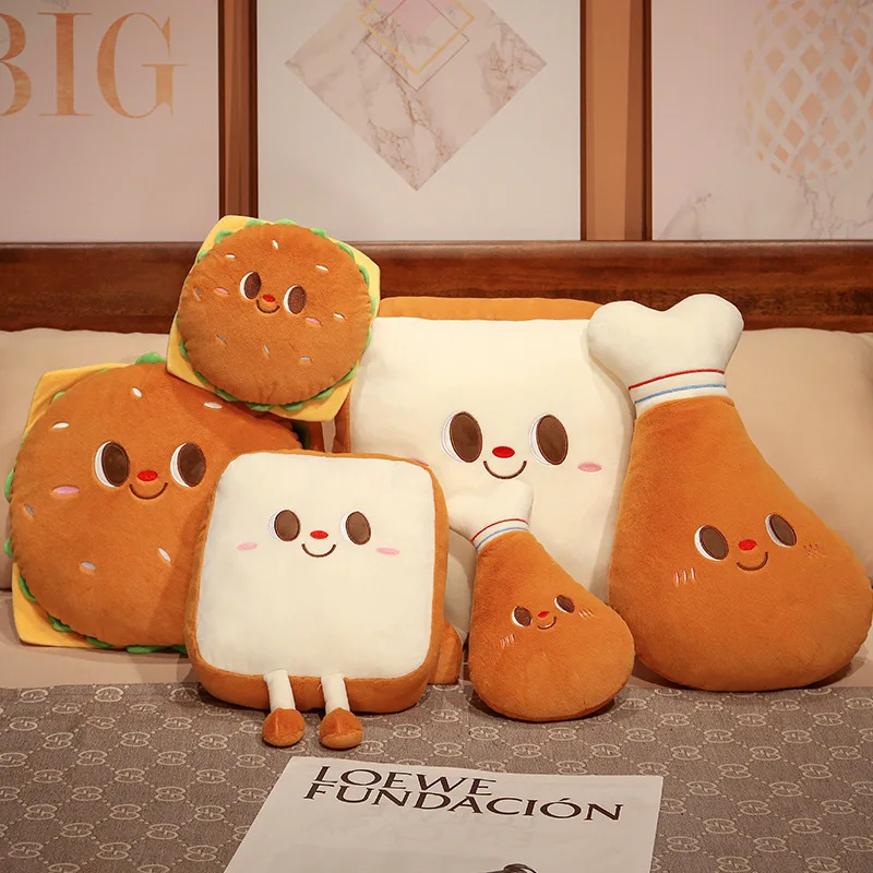 Peluche hamburguesa de dibujos animados con cara sonriente - imagen 2