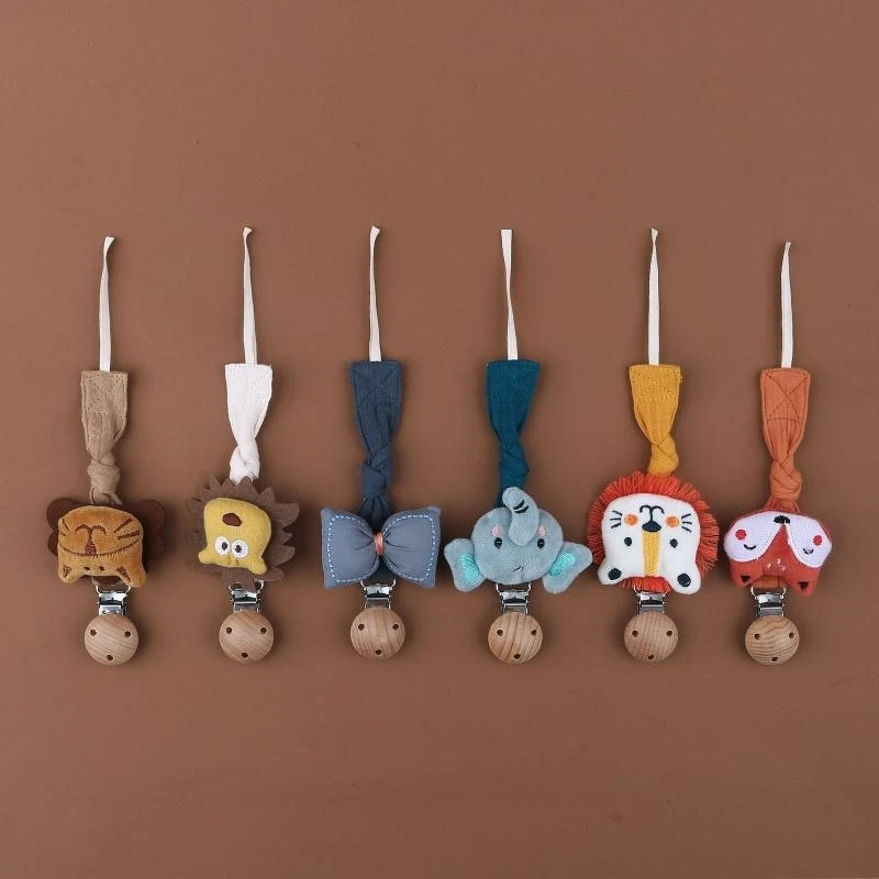 M76C bebé chupete cadena Clip muñecas dibujos animados madera roedor soporte para pezones recién nacido - imagen 2