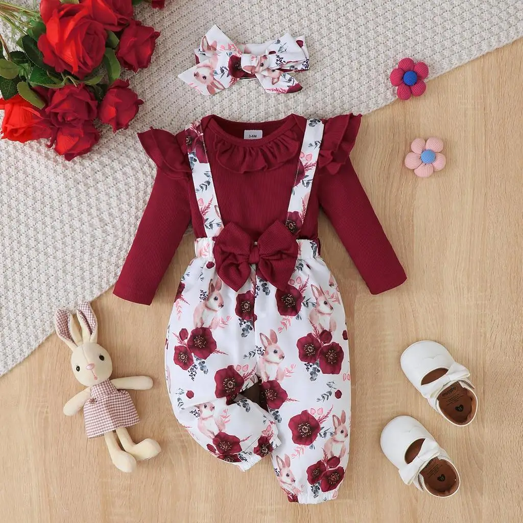 Conjunto bebé Navidad pelele manga larga y pantalón floral suave - imagen 3
