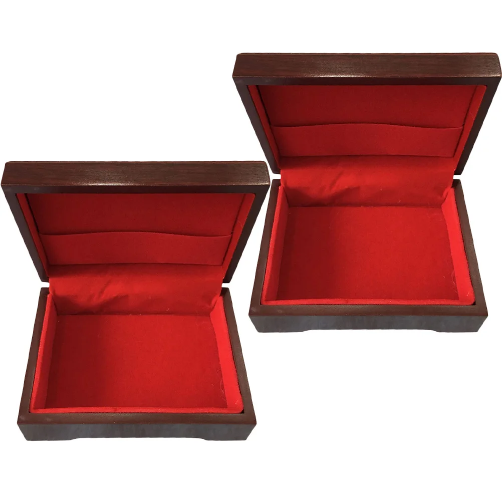 Caja de almacenamiento de joyas, estuche de naipes de madera, contenedor de almacenamiento de póker Rectangular sólido, organizador de baratijas, estuche para naipes, 2 uds. - imagen 2