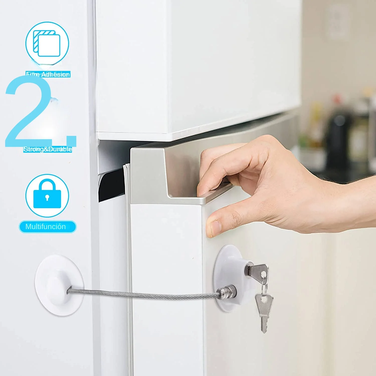 Cerradura de seguridad para niños, protección de Cable de acero inoxidable, cierre de puerta de refrigerador para el hogar, bloqueo de ventana de fijación fuerte - imagen 3