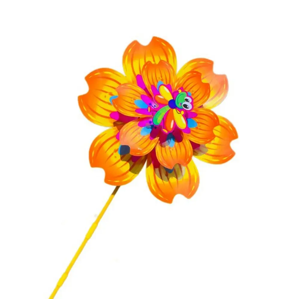 Molino de viento de pétalos de dibujos animados de abeja multiestilos, diámetro 38cm, Spinner de viento giratorio de doble capa, tocadiscos grande de PVC - imagen 2