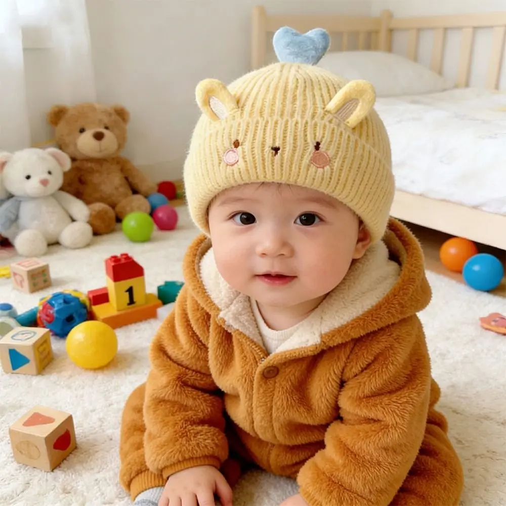 Gorros de invierno suaves a la moda de 0 a 6 meses, gorro tejido cálido de ganchillo, accesorio de fotografía, gorro para recién nacidos de dibujos animados, niños y niñas - imagen 3