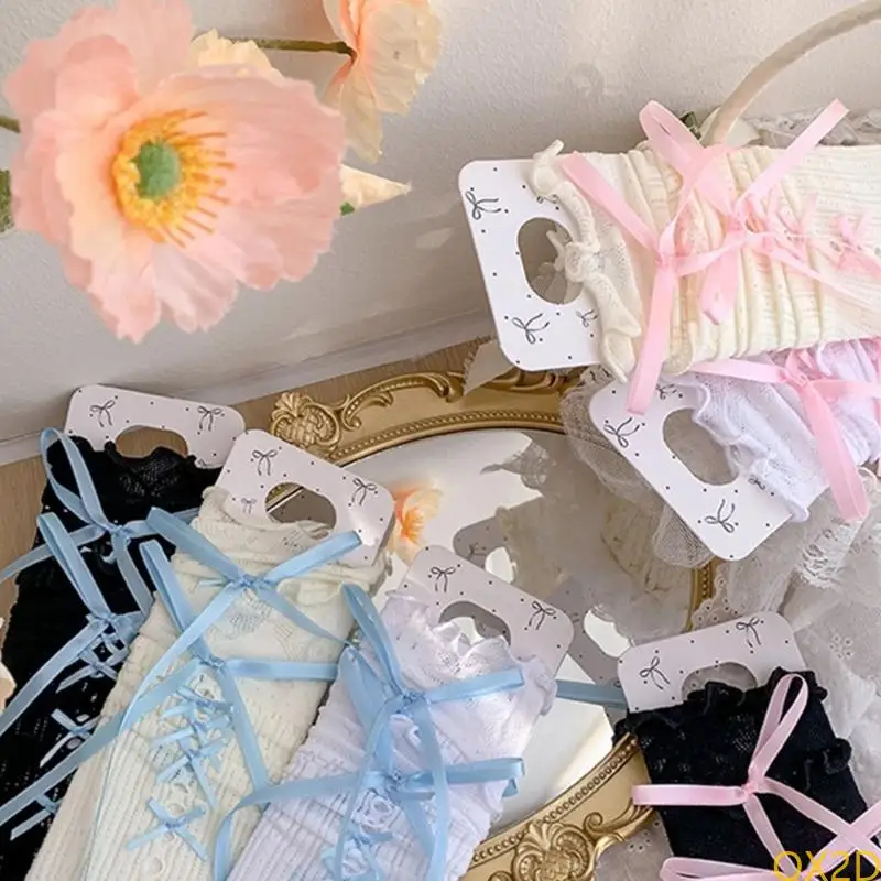 QX2D LIND SWEET SWEET MEDIO CANCAS PARA NIÑOS CON LACE Y Bownot Design Nylon suave y transpirable en calcetines tubo - imagen 5