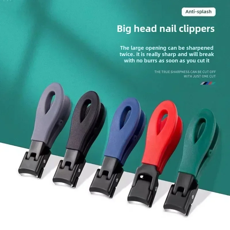 Cortauñas portátil Ultra afilado con punta de salpicadura de mandíbula ancha, recortadores antiapertura de acero inoxidable para mujer y hombre