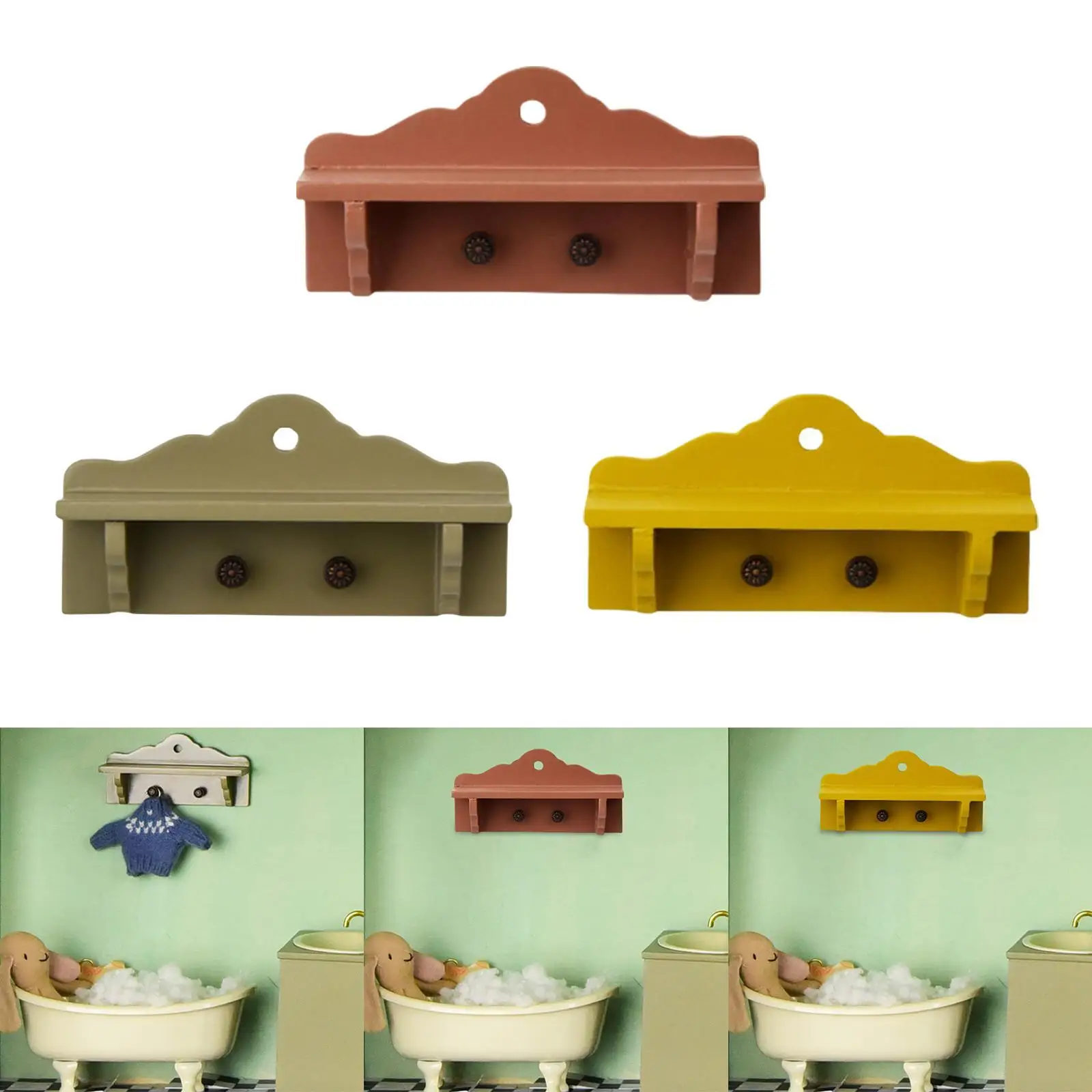 Wooden Coat Rack Pretend Play Toys Dollhouse Accessory Simulation Clothes Hange for Home Photo Prop Life Scene Bathroom Decor