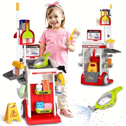 Juego de limpieza para niños con aspiradora para niños pequeños, juguetes de limpieza desmontables, carros, escoba, juego de simulación, regalo educativo de Navidad