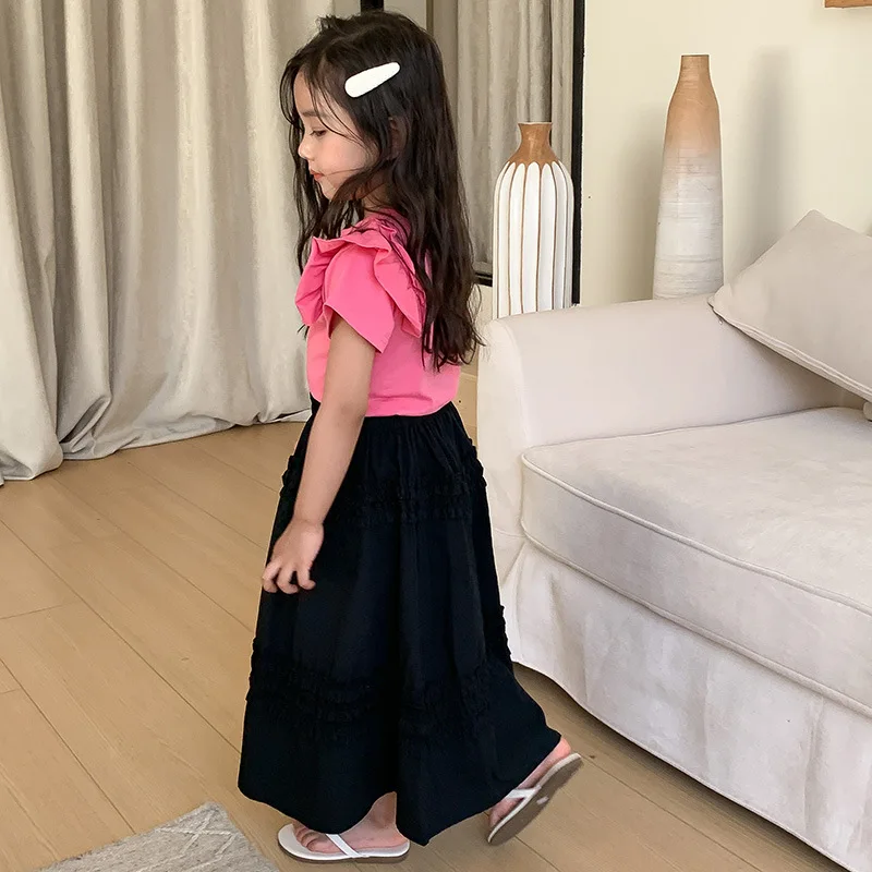 Primavera Verano niña A-line faldas blancas y negras ropa de algodón para niños faldas largas para niñas falda informal All-Macth para niños - imagen 3