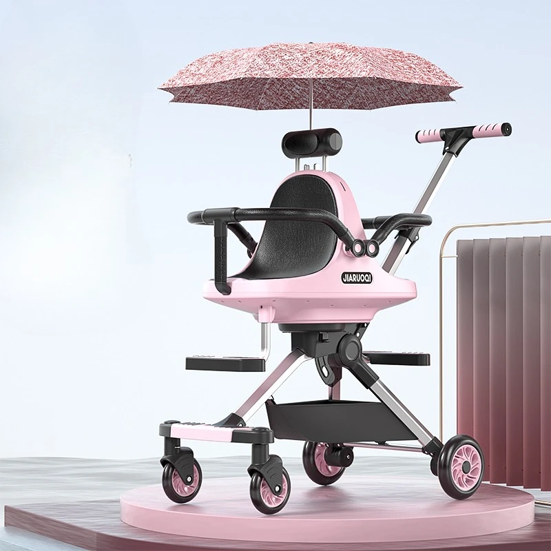 Cochecito doble compacto con asientos delanteros traseros, plegado con una sola mano y marco de aluminio, cochecito de bebé de viaje ligero para gemelos