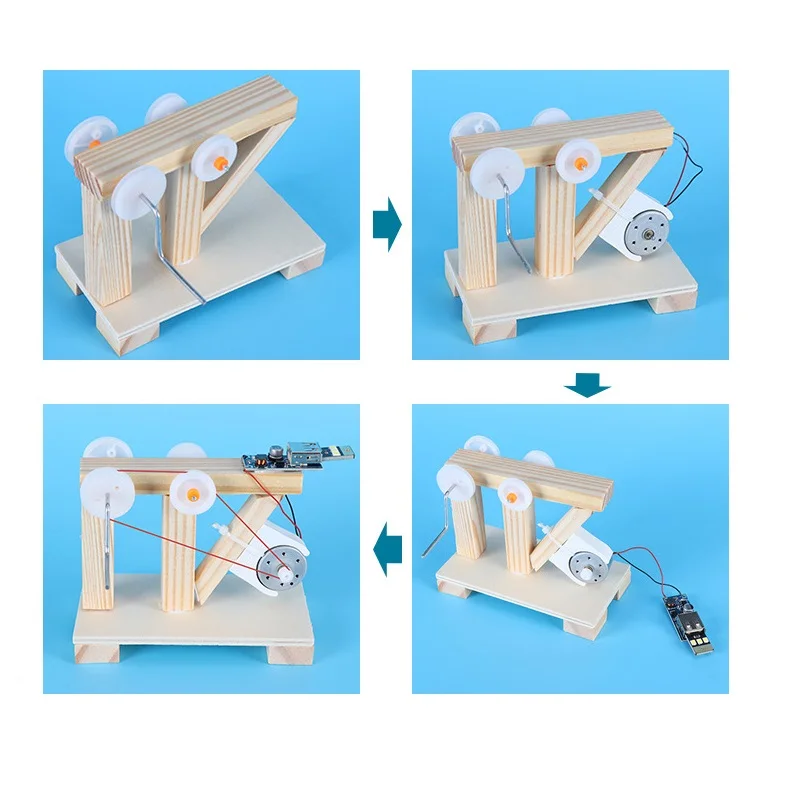 Kit de vapor DIY generación de energía a mano ciencia educativa montaje de madera juegos de construcción juguetes para niños experimento de física - imagen 5