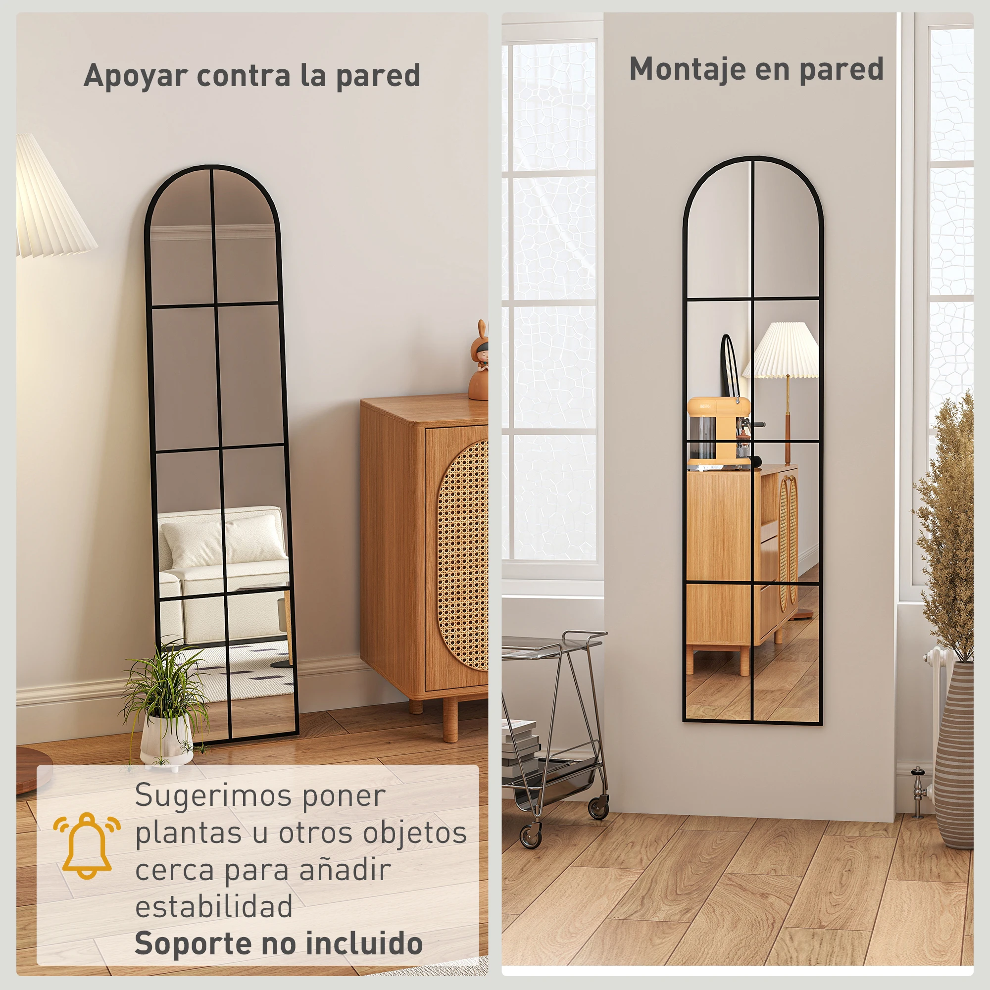 HOMCOM Espejo Decorativo de Pared 40x160 cm Espejo de Ventana de Metal 2 Formas de Uso para Salón Dormitorio Entrada Estilo Moderno Negro - imagen 4
