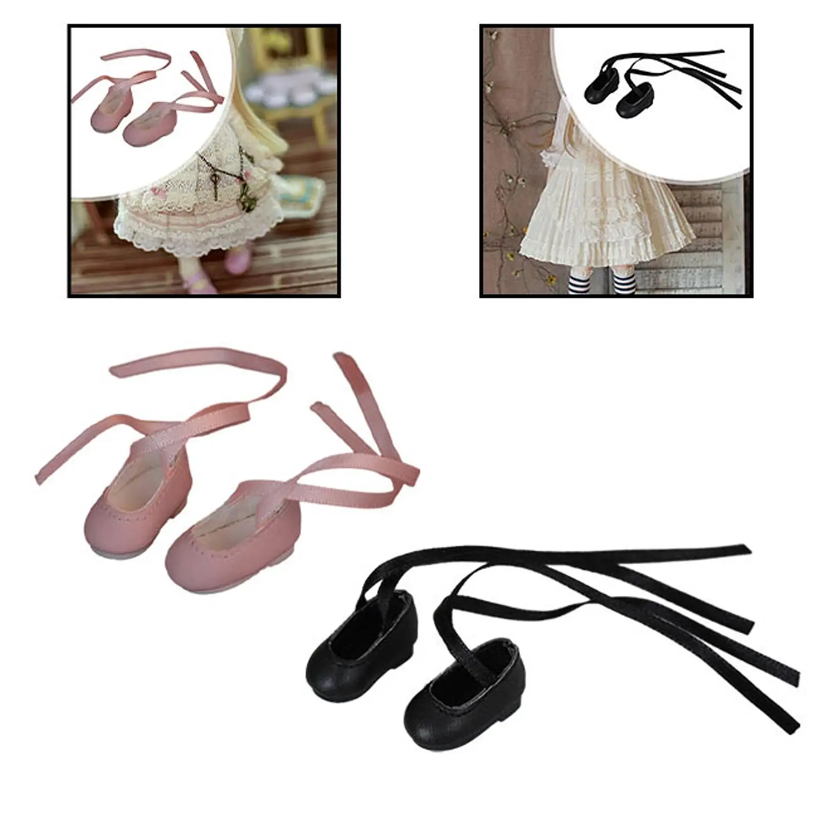 BJD Doll Flats Shoes BJD Doll Shoes Fashion Dress up Pretend Play Outfits, PU Shoes Footwear for 1/6 Doll Female Doll Figures