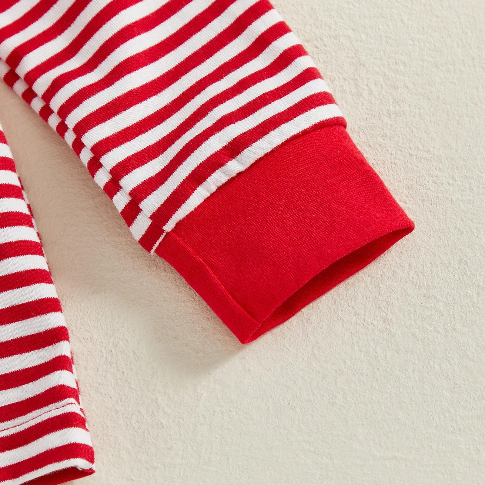 Conjunto de 2 piezas de traje de Navidad para bebé, sudadera de manga larga bordada con Papá Noel a rayas, pantalones de cintura elástica - imagen 5