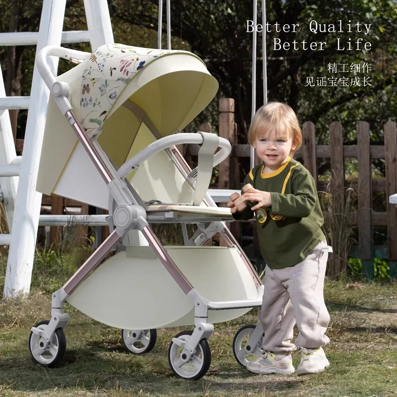 Cochecito de bebé de alto paisaje, asiento bidireccional, tumbado, ligero, plegable, cochecito de bebé Reversible - imagen 3