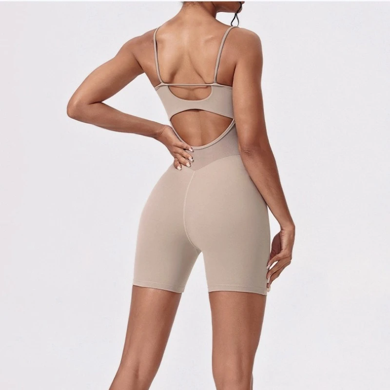 Body de una pieza para mujer con sujetador incorporado, pantalones cortos sexys con espalda recortada, ropa de yoga, ropa deportiva y moldeadora de levantamiento de cadera para Halloween - imagen 4
