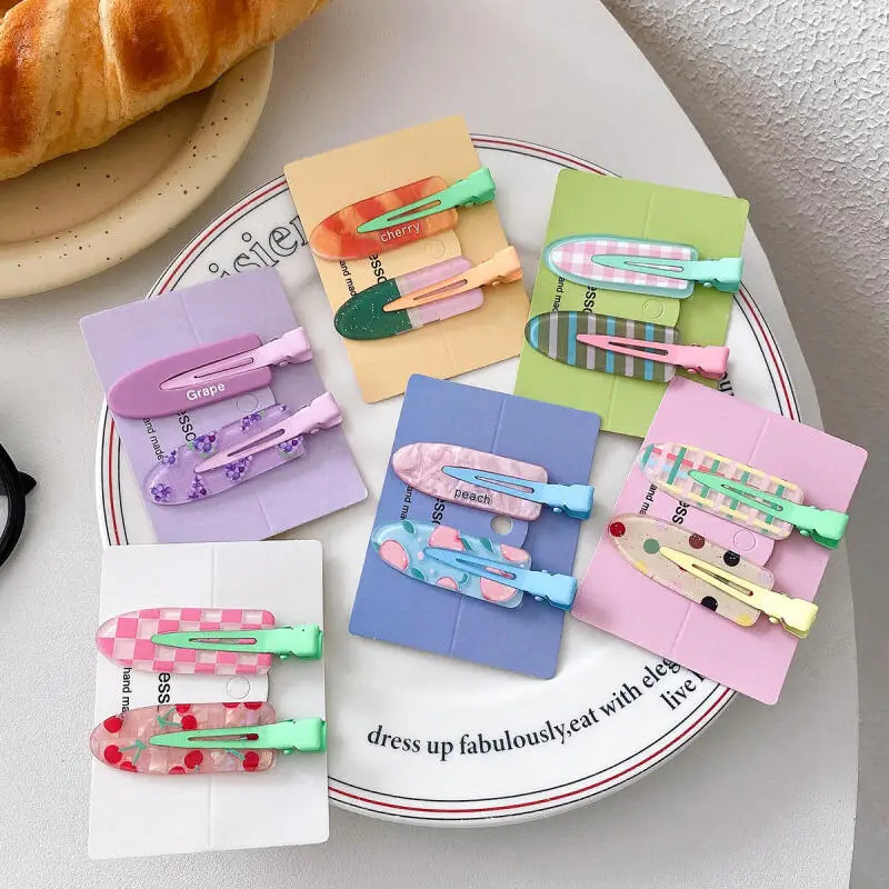 Pinza de pelo de verano para mujer, maquillaje sin rastro, flequillo, Clip LATERAL, accesorios para el cabello dulces, tocado de moda para niñas, 2 unids/set