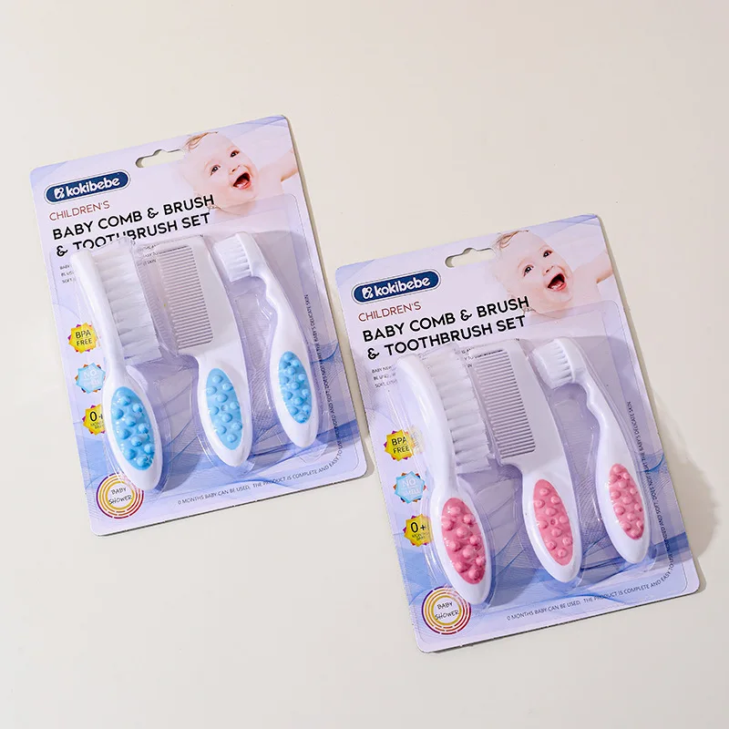 Juego de peine de baño y lavado de pelo para bebé + kit de cuidado bucal: cepillo de dientes de cerdas suaves de cabeza pequeña, peine suave: agradable para la piel, apto para las encías, todo en uno - imagen 2