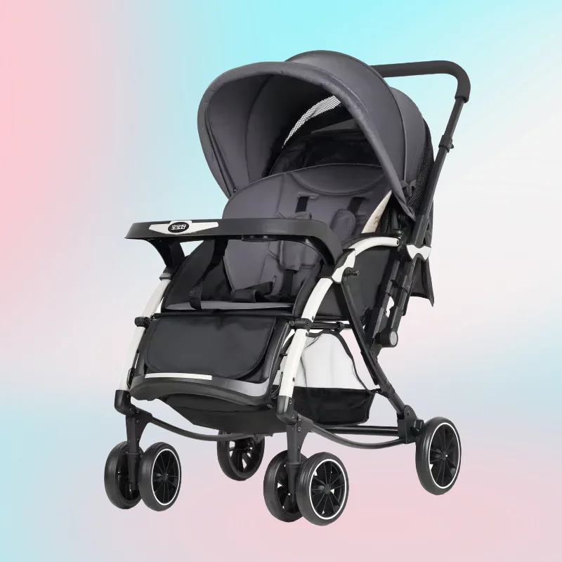 Nuevo cochecito de bebé multifuncional, empuje bidireccional, respaldo de asiento ajustable, modo de mecedora conmutable, cochecito de bebé portátil