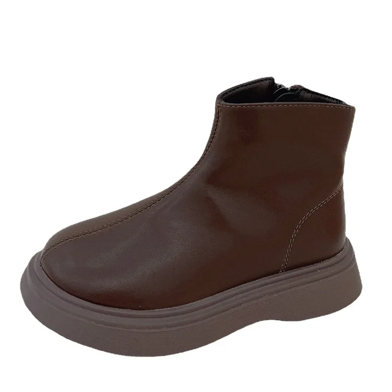 Botas de estilo británico para niños, botas de nieve de terciopelo, moda de otoño, antideslizantes, cómodas, para invierno, 2025 - imagen 5