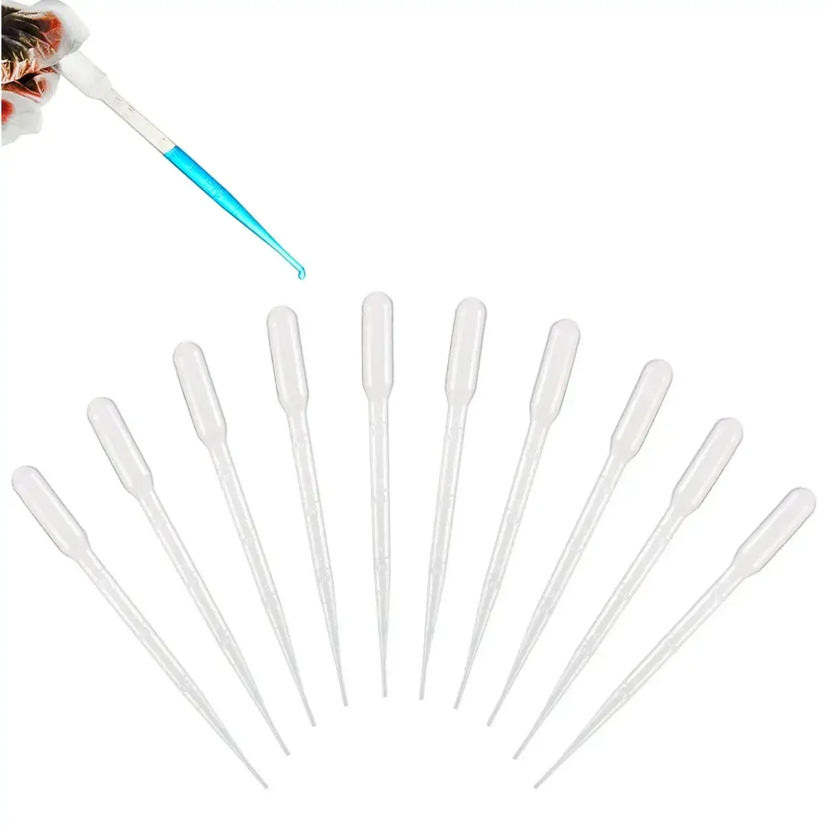 Equipo de laboratorio 100 unids/lote pipeta 1ml 2ml 3ml 5ml contenedor graduado desechable de plástico cuentagotas de líquido herramientas de maquillaje de paja - imagen 2
