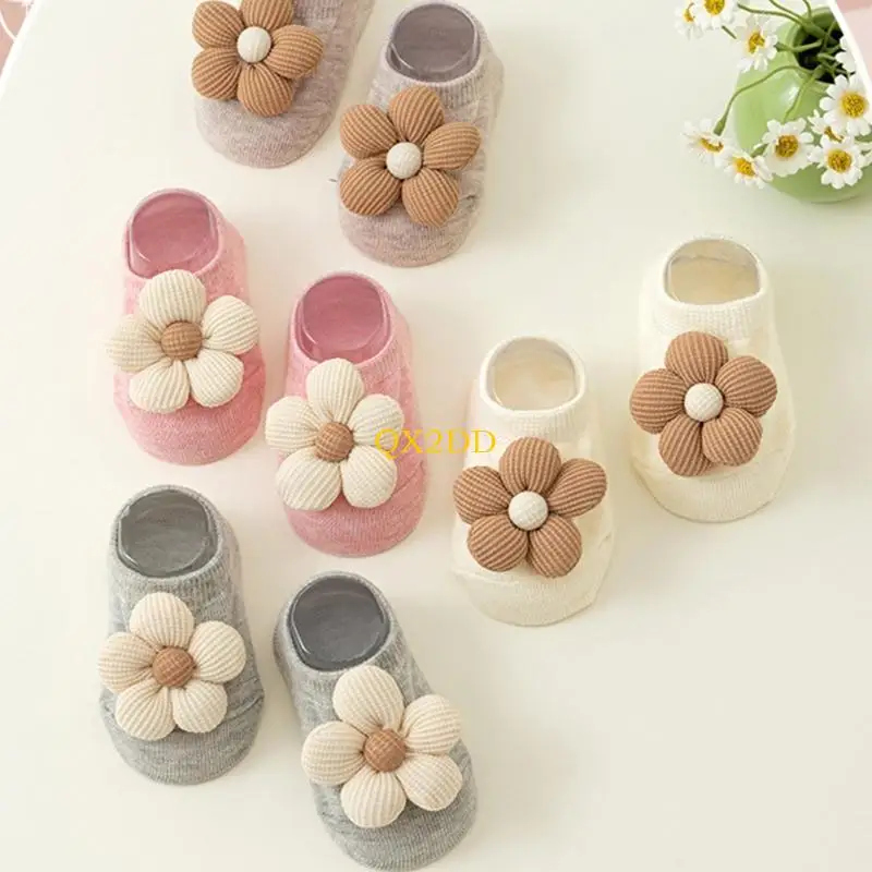 QX2D Spring Autumn Flower Calcetines Calcetines algodón algodón para recién nacidos 0-3 Año - imagen 2