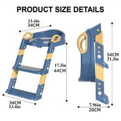 Asiento de baño infantil con cojín suave y escalera