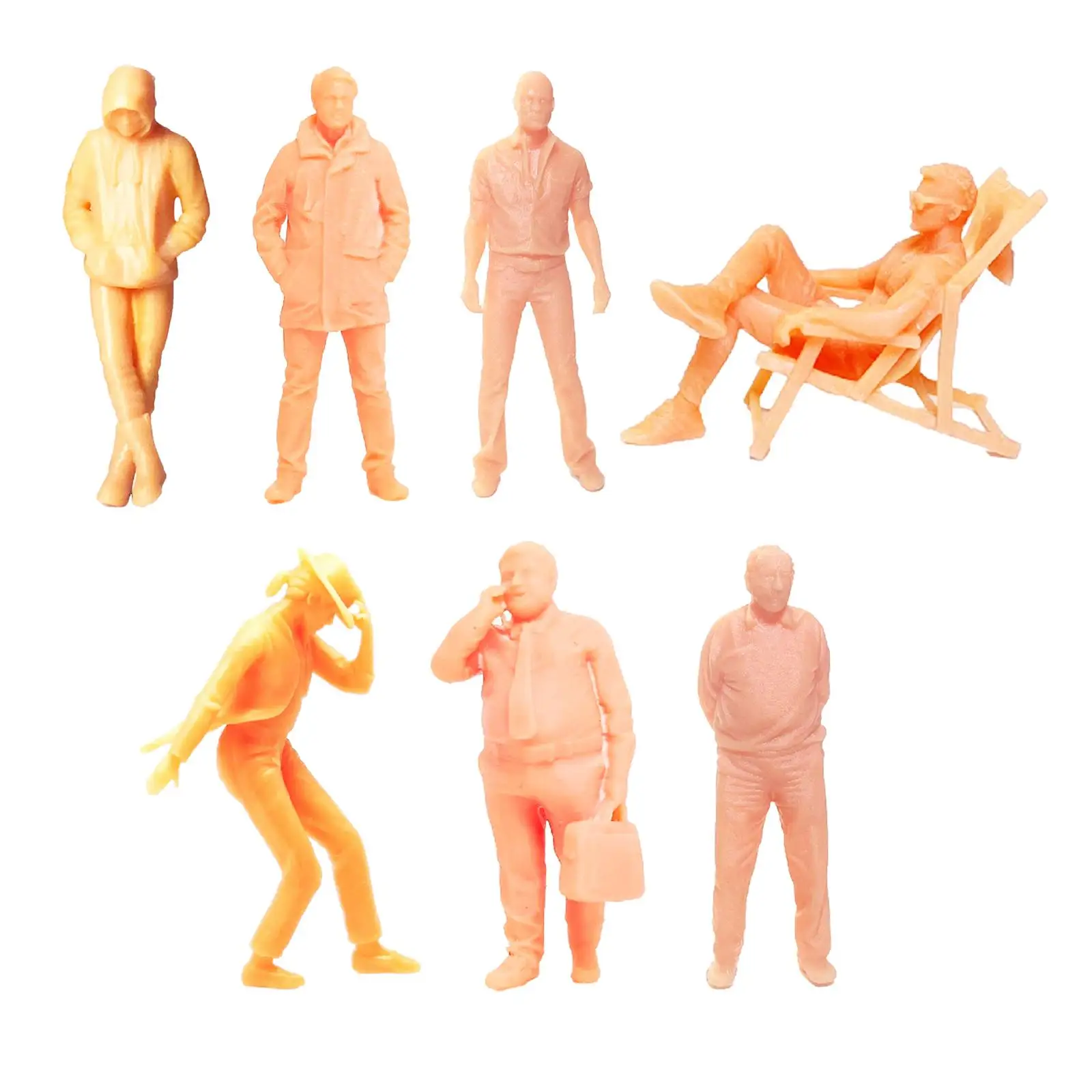 Figuras de personas realistas para decoración Diorama, figuras de resina para jardín de hadas, escena en miniatura de tren, 1:64 modelos