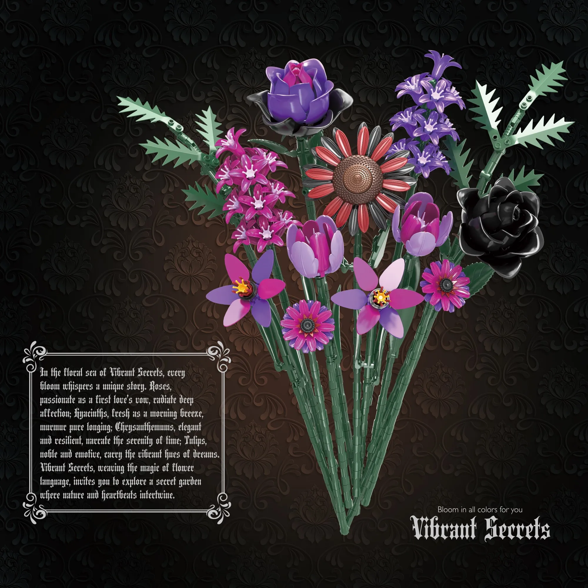 614 Uds. Ramo de flores góticas, bloques de construcción, modelo de flor romántica, ladrillos, decoración del hogar, juguetes educativos DIY para niños, regalo de vacaciones - imagen 4