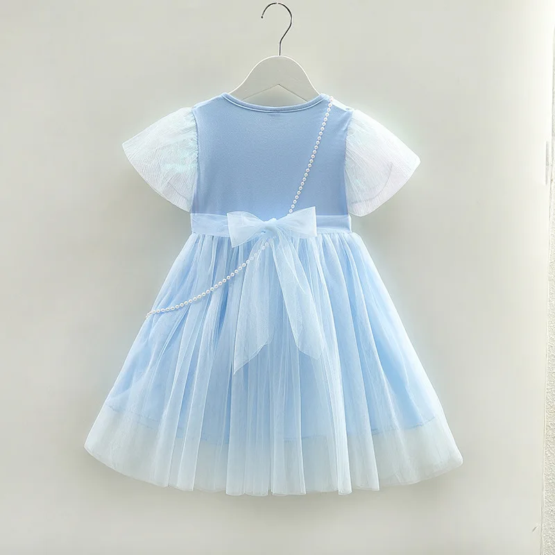 Vestido de manga corta para niña de 2 a 7 años, novedad de verano, vestidos de princesa Elsa, vestido de gasa versión coreana a la moda para bebé - imagen 3