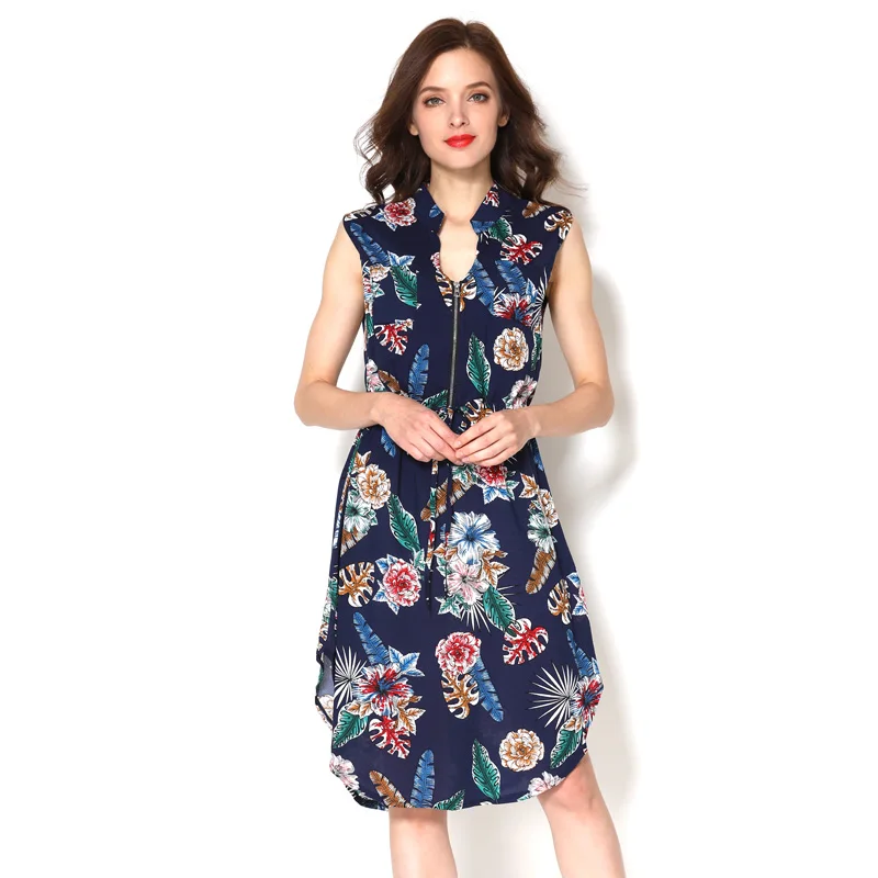 Ropa de maternidad holgada de verano, vestido informal para mujeres embarazadas, sin mangas, corte en A, vestidos de lactancia con estampado Floral - imagen 4